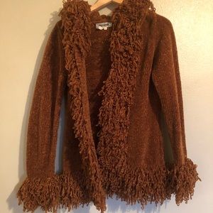 Halukoko Shaggy Honey Brown Coat Size M